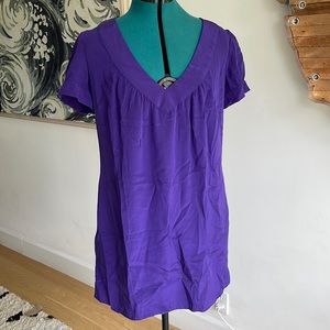 Rory Beca Purple Short Sleeved Silk Dress Size M